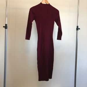NWOT Burgundy Turtleneck Bodycon Dress